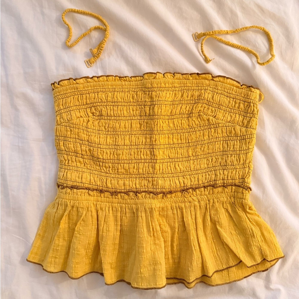 Urban Outfitters Yellow Smocked Crop Top